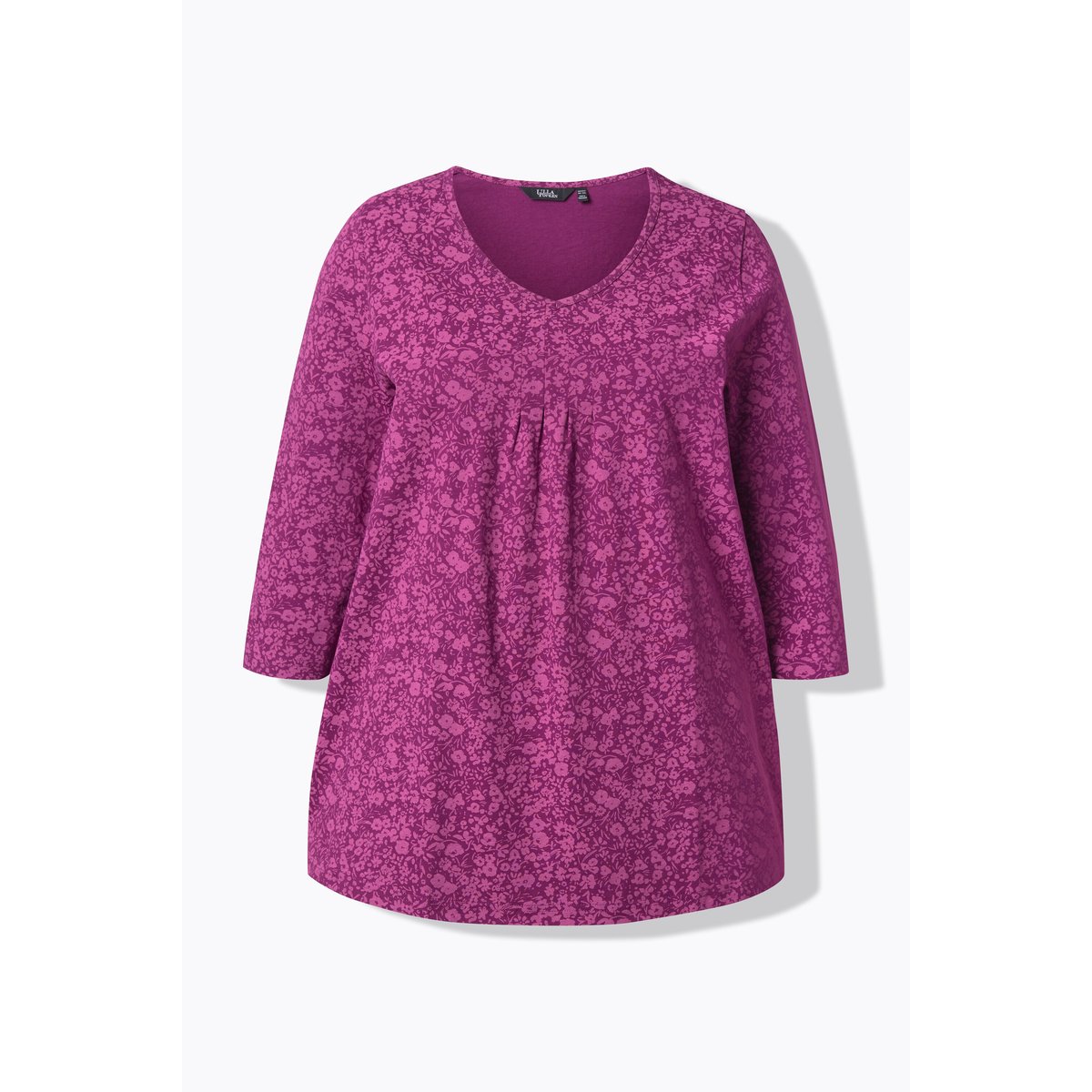 T-shirt à fleurs, plis fantaisie framboise, ULLA POPKEN