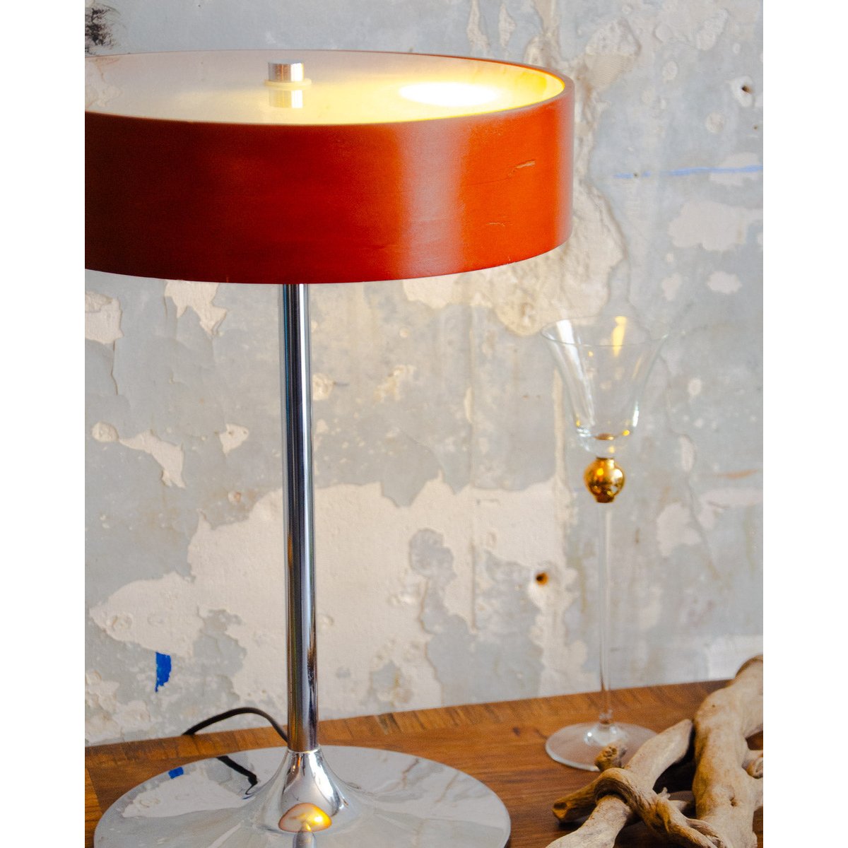 Lampe circulaire en bois Julia N°901 - Bon état bois foncé, DEBONGOUT