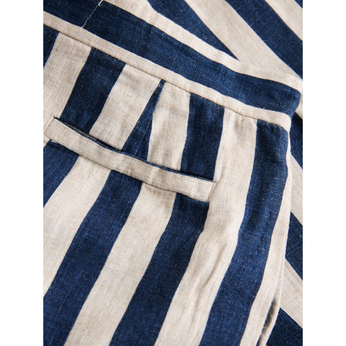 Pantalon large en lin mélangé avec ceinture rayures bleu marine/pierre, NEXT