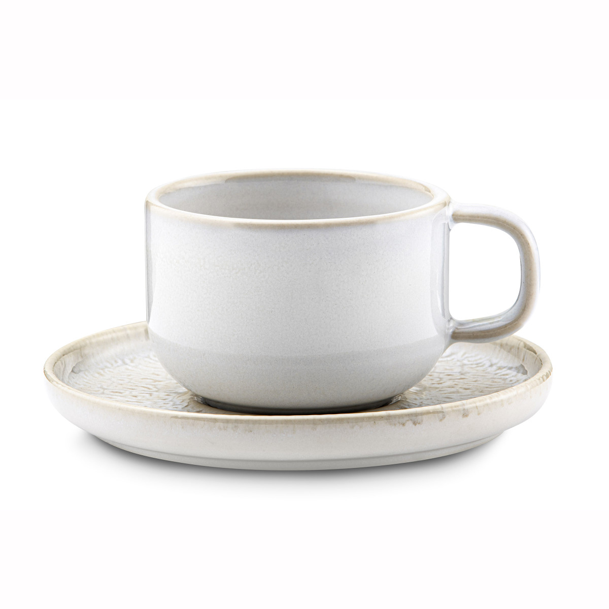 Tasses et soucoupes à thé (lot de 6) - beige texturé, MEDARD DE NOBLAT