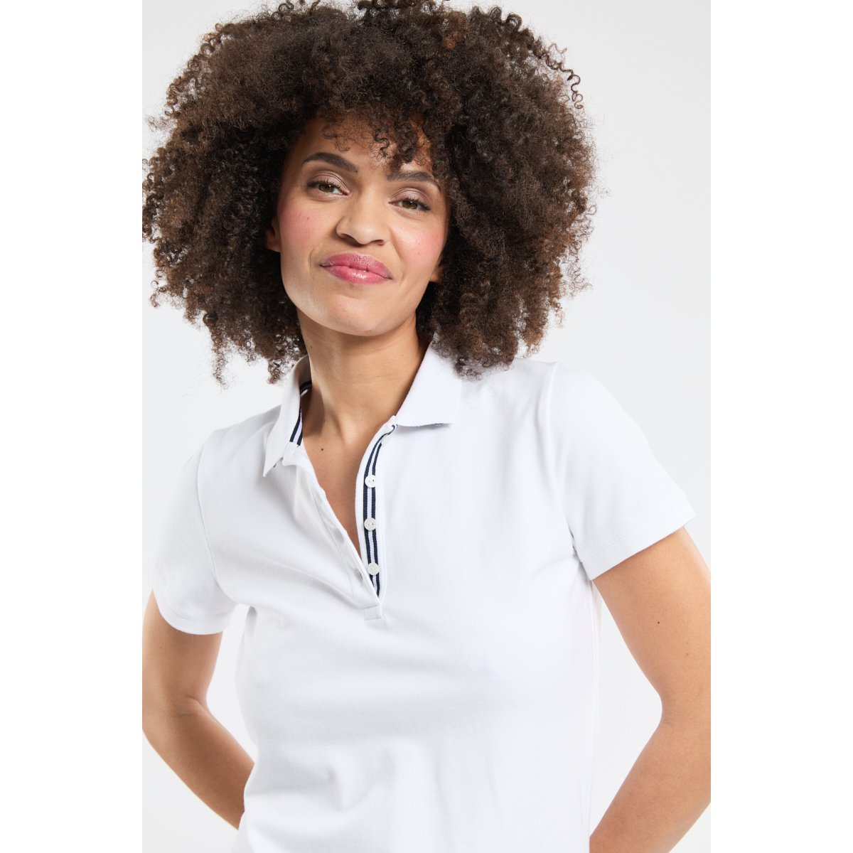 Polo coupe droite en pur coton blanc, BERMUDES