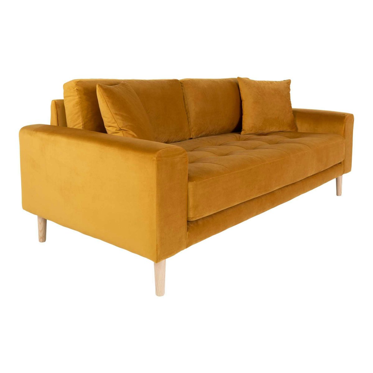 Canapé droit moderne en tissu AMSTERDAM moutarde - 2,5 places, PIER IMPORT