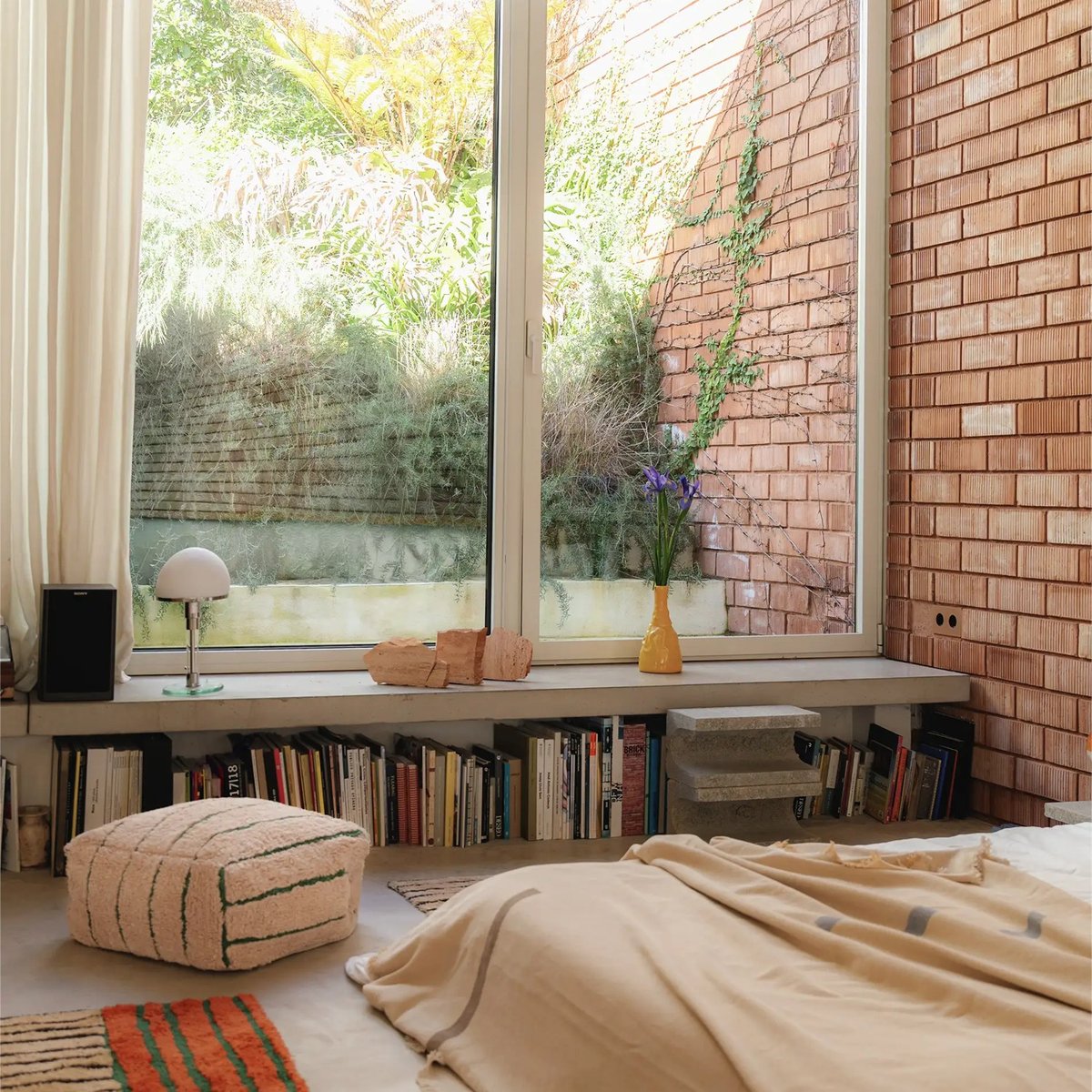 Pouf Lines COLOR ON monstera, rose, naturel, LORENA CANALS