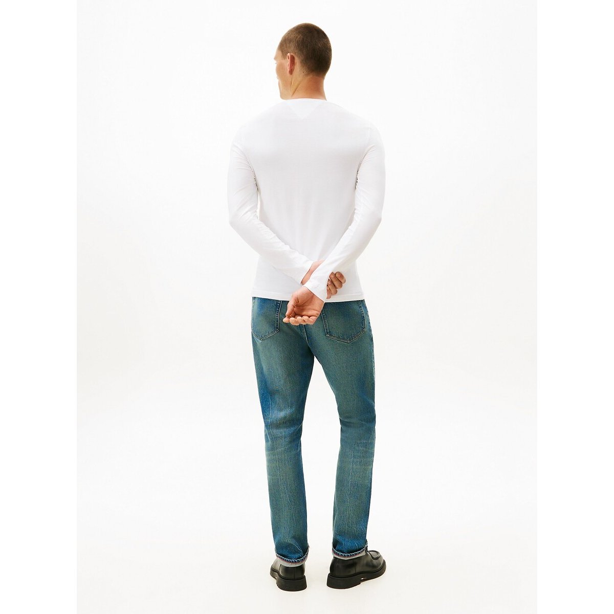 Slim Fit Stretch T-Shirt with Long Sleeves white, TOMMY HILFIGER