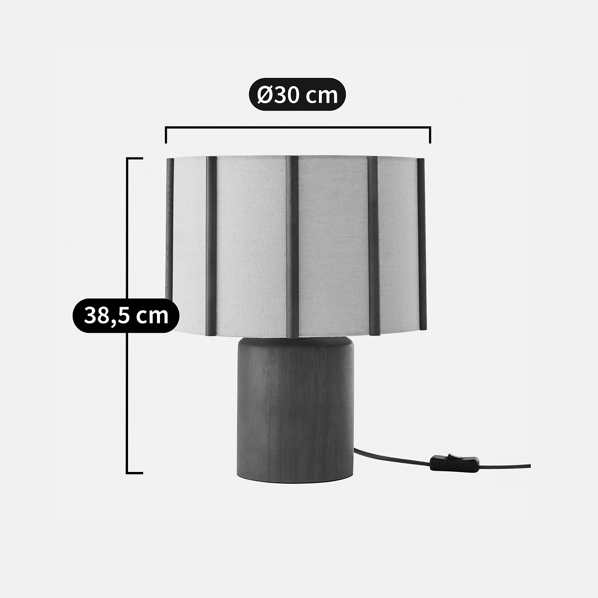 Lampe à poser en hévéa et lin, Vintela marron, LA REDOUTE INTERIEURS