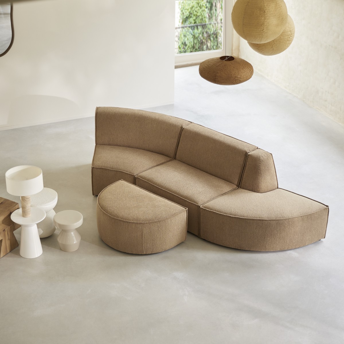 Banquette en Tissu, DARIO marron, TIKAMOON
