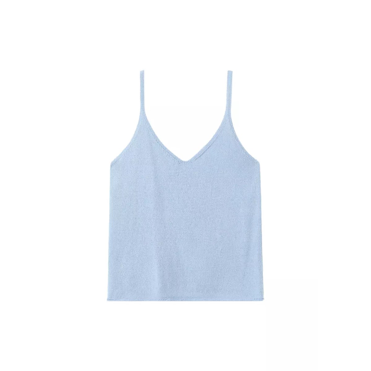 Top maille bretelles bleu ciel, MANGO