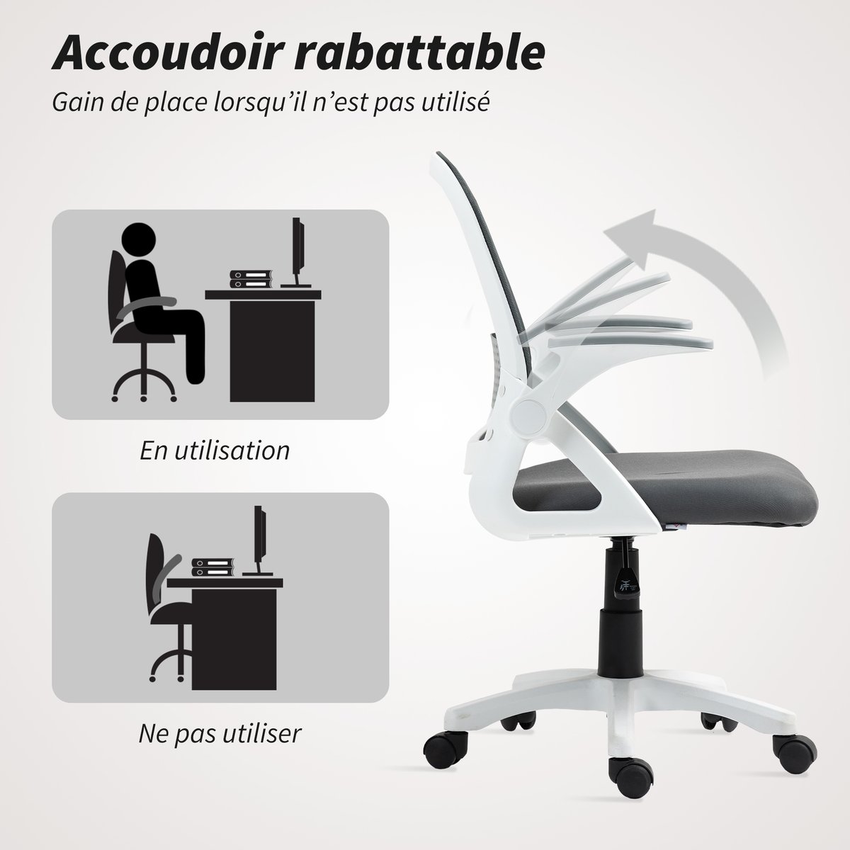 Chaise de bureau Maille Gris gris, HOMCOM