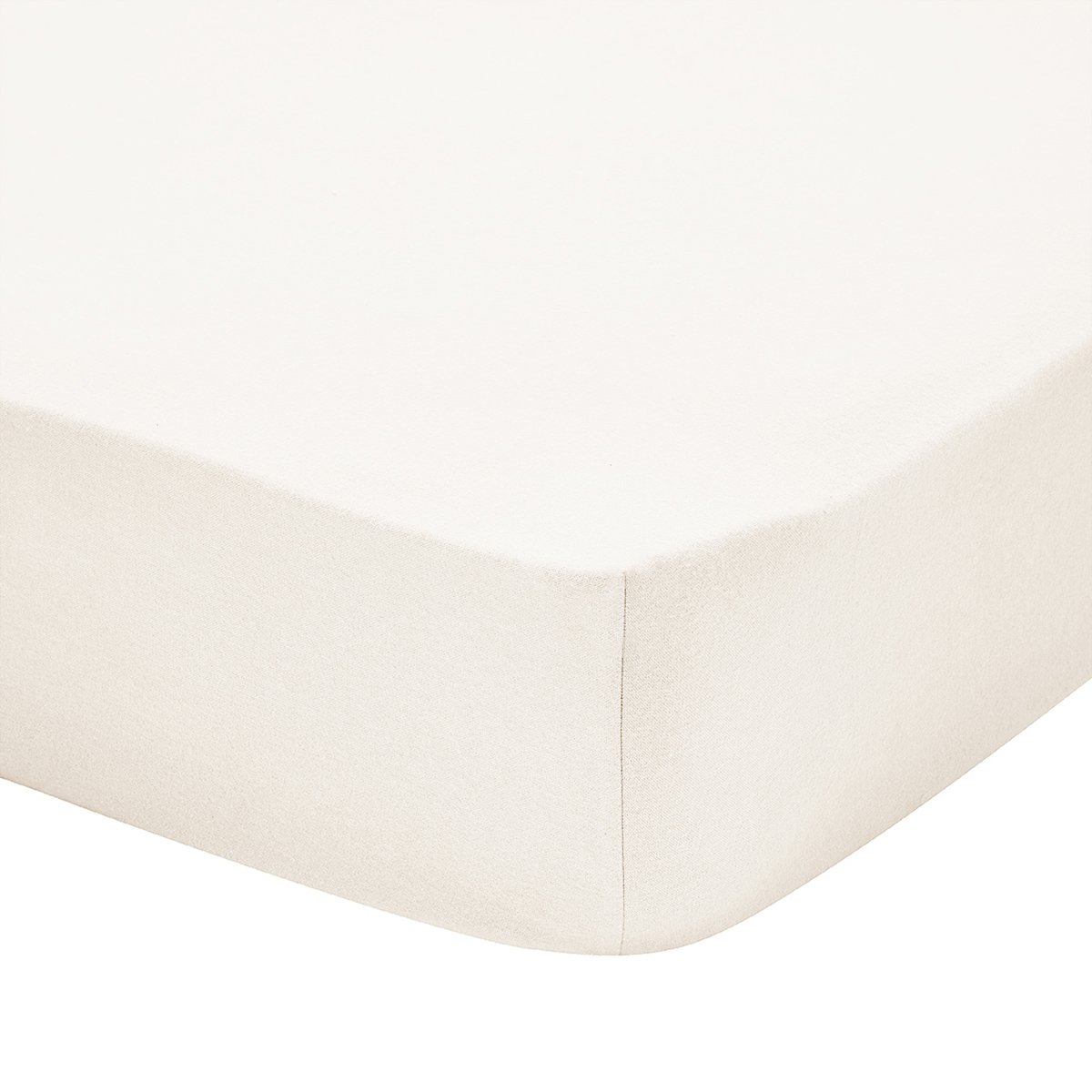 Drap housse uni en flanelle de coton, bonnet de 30cm, FRISSON beige clair, ESSIX