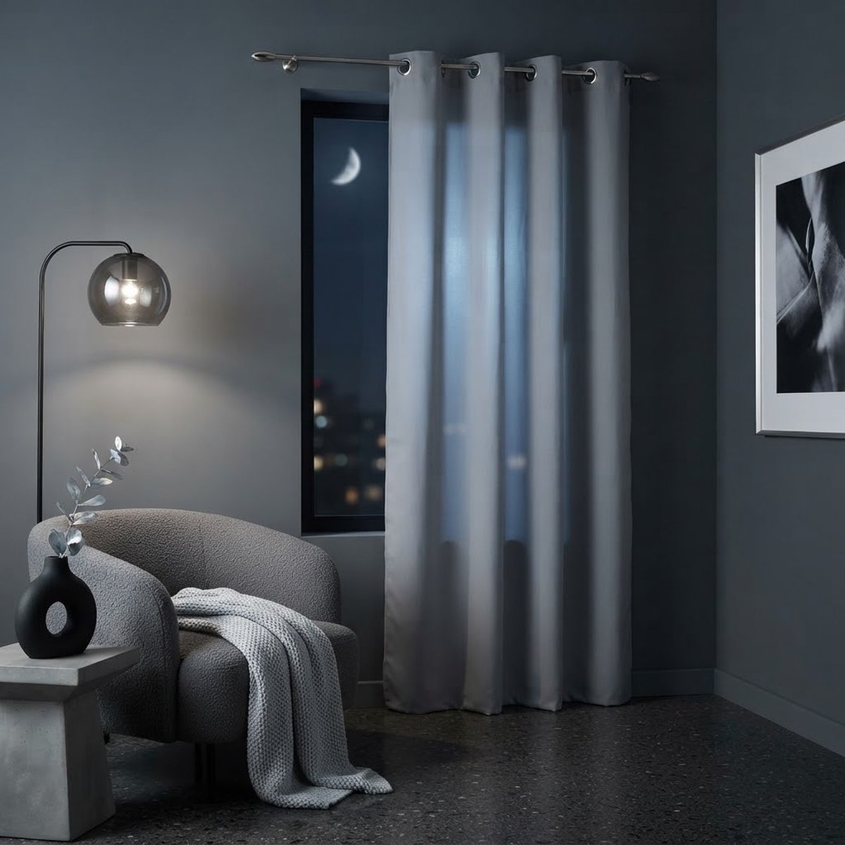 Rideau a oeillets Collection Absolu gris, EDEN