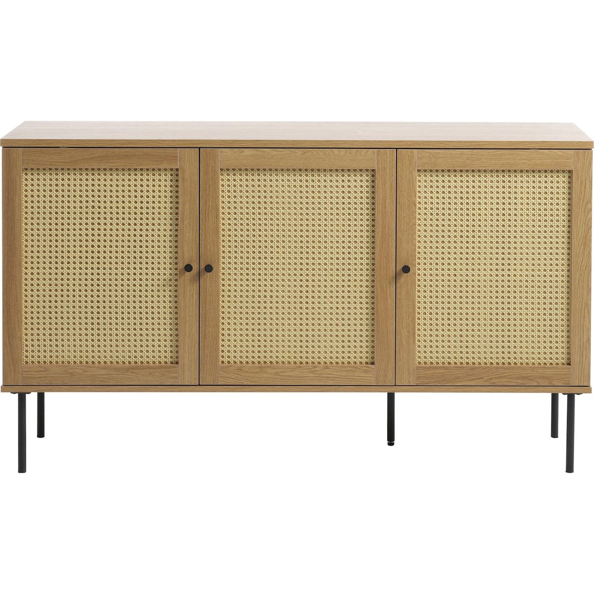 Buffet 3 portes effet cannage MOGEST beige et noir, RECOLLECTION