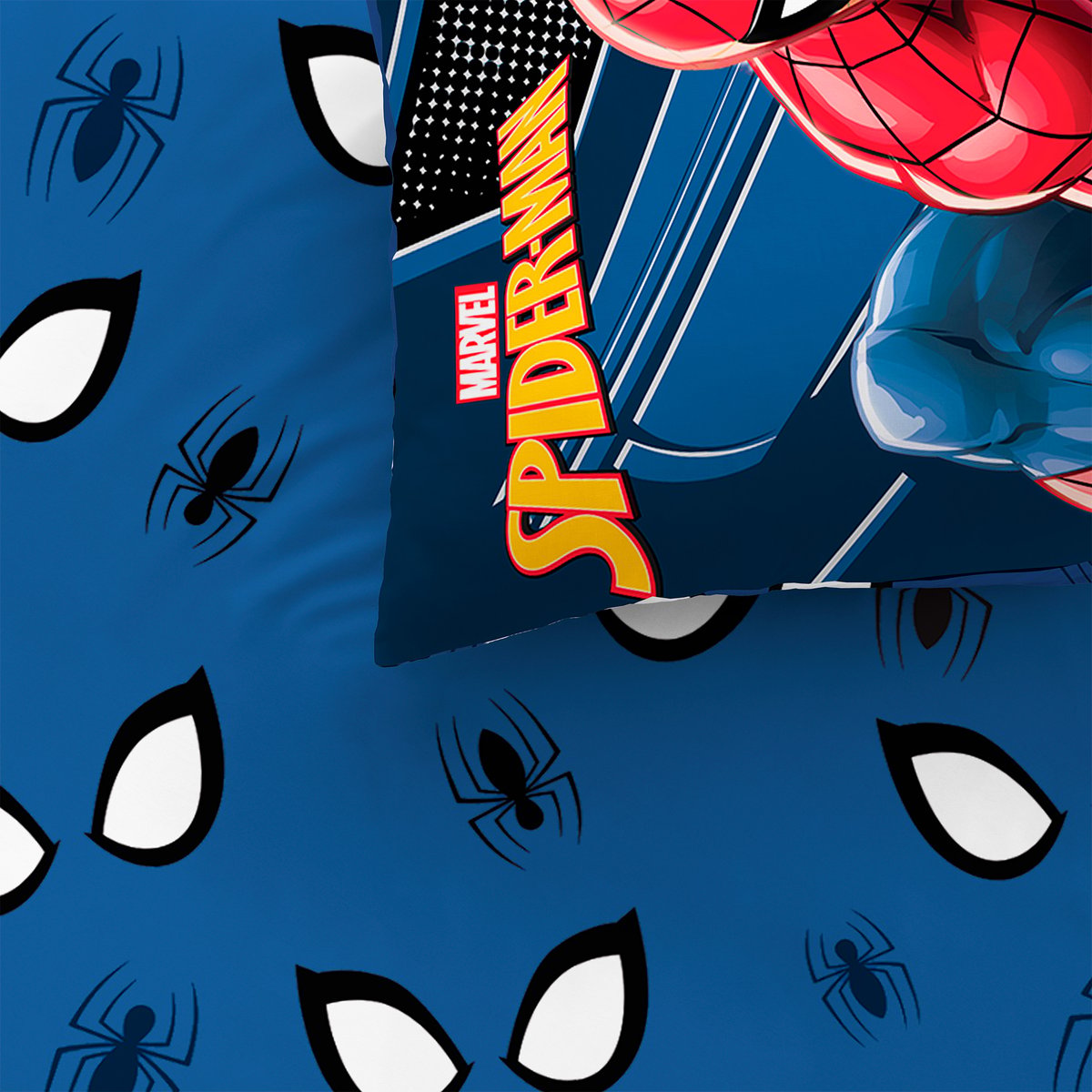 Parure de lit imprimée 100% coton, TRUE HERO bleu, SPIDER-MAN