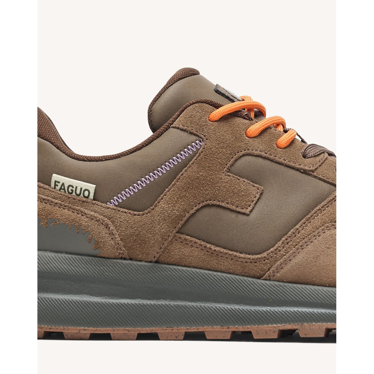 Baskets running en cuir taupe, FAGUO