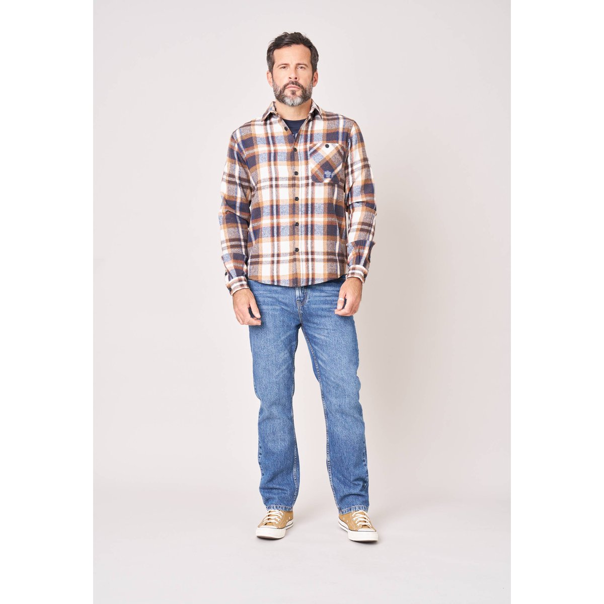 Chemise regular homme à carreaux DYANI mocha, DEELUXE