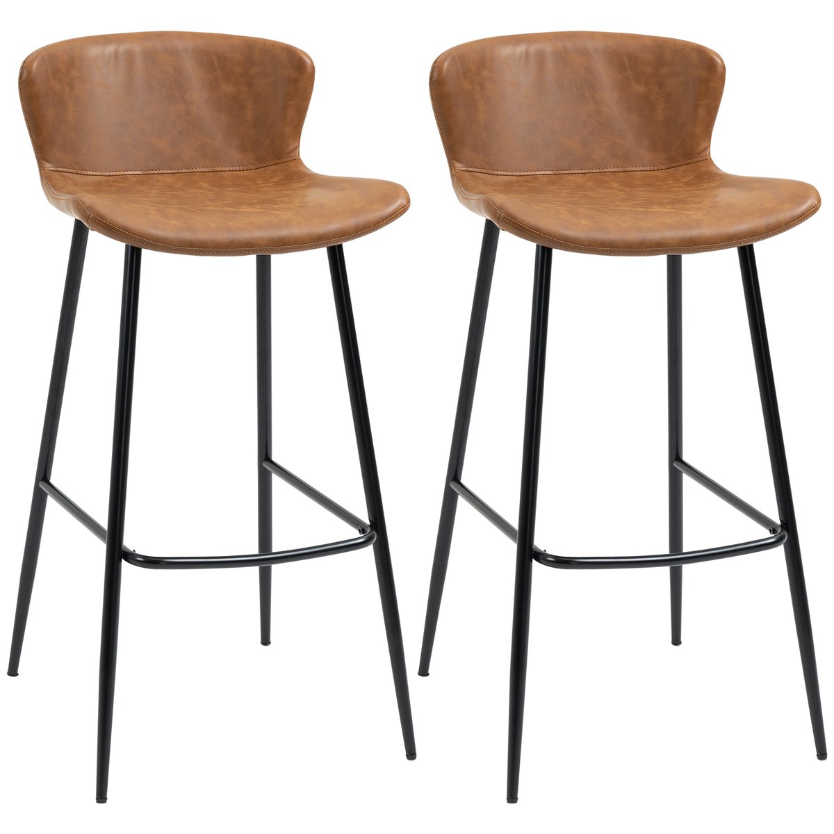 Tabouret de bar Similicuir Marron marron, noir, HOMCOM