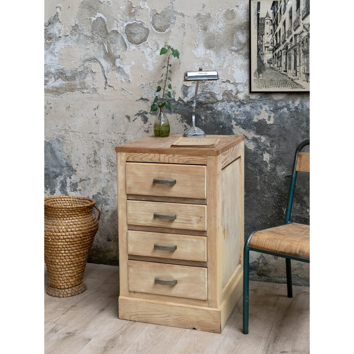 Petit meuble de rangement à tiroirs Valery N°154 - Bon état bois clair, DEBONGOUT