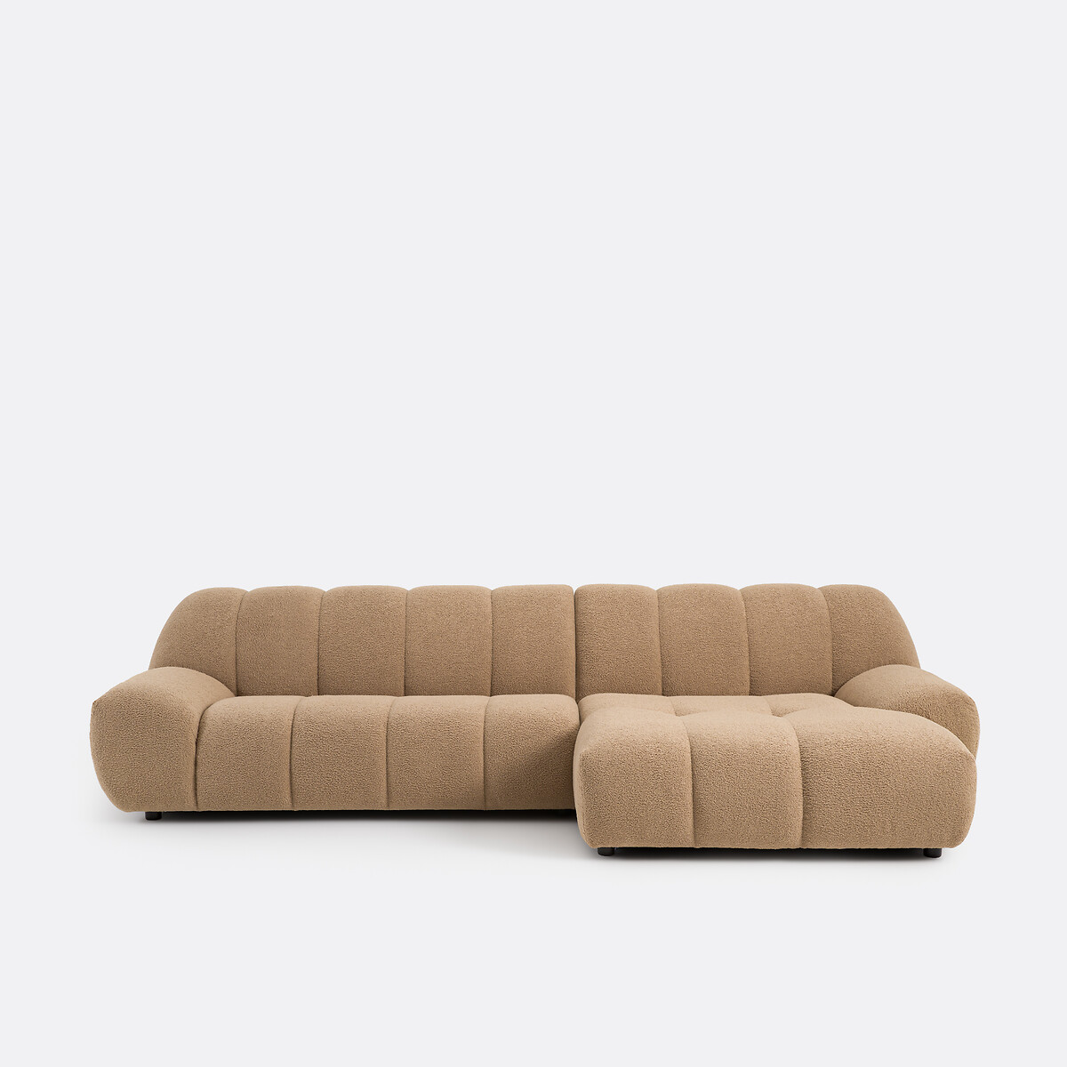 Canapé d'angle droit, 4 places, en bouclette épaisse, NURIA moka, LA REDOUTE INTERIEURS