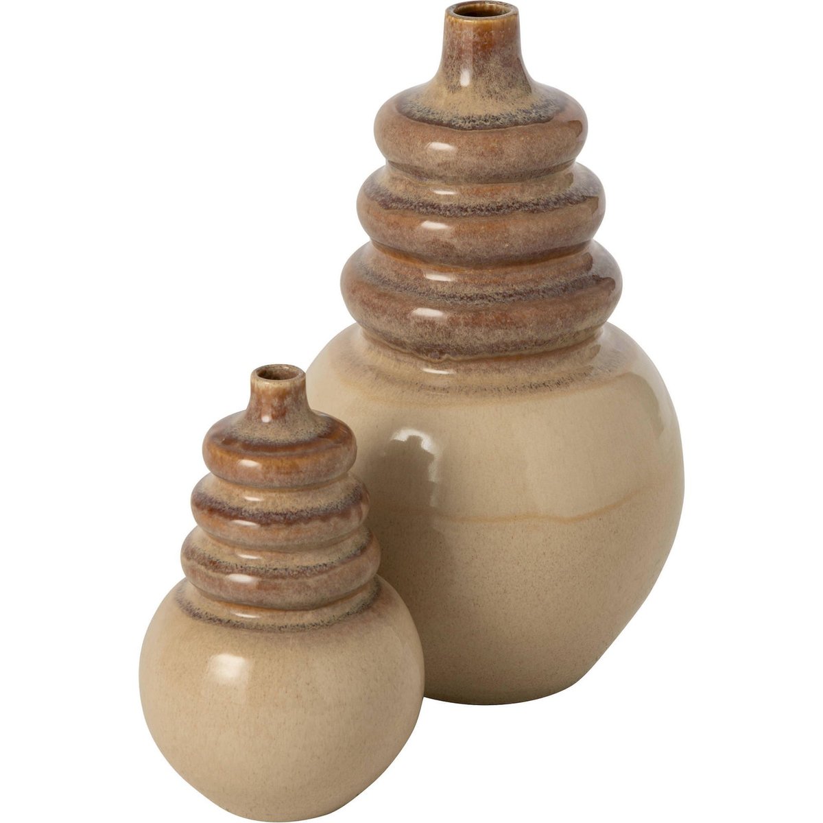 Vase en céramique au relief sculptural écru et beige nuancé, RECOLLECTION