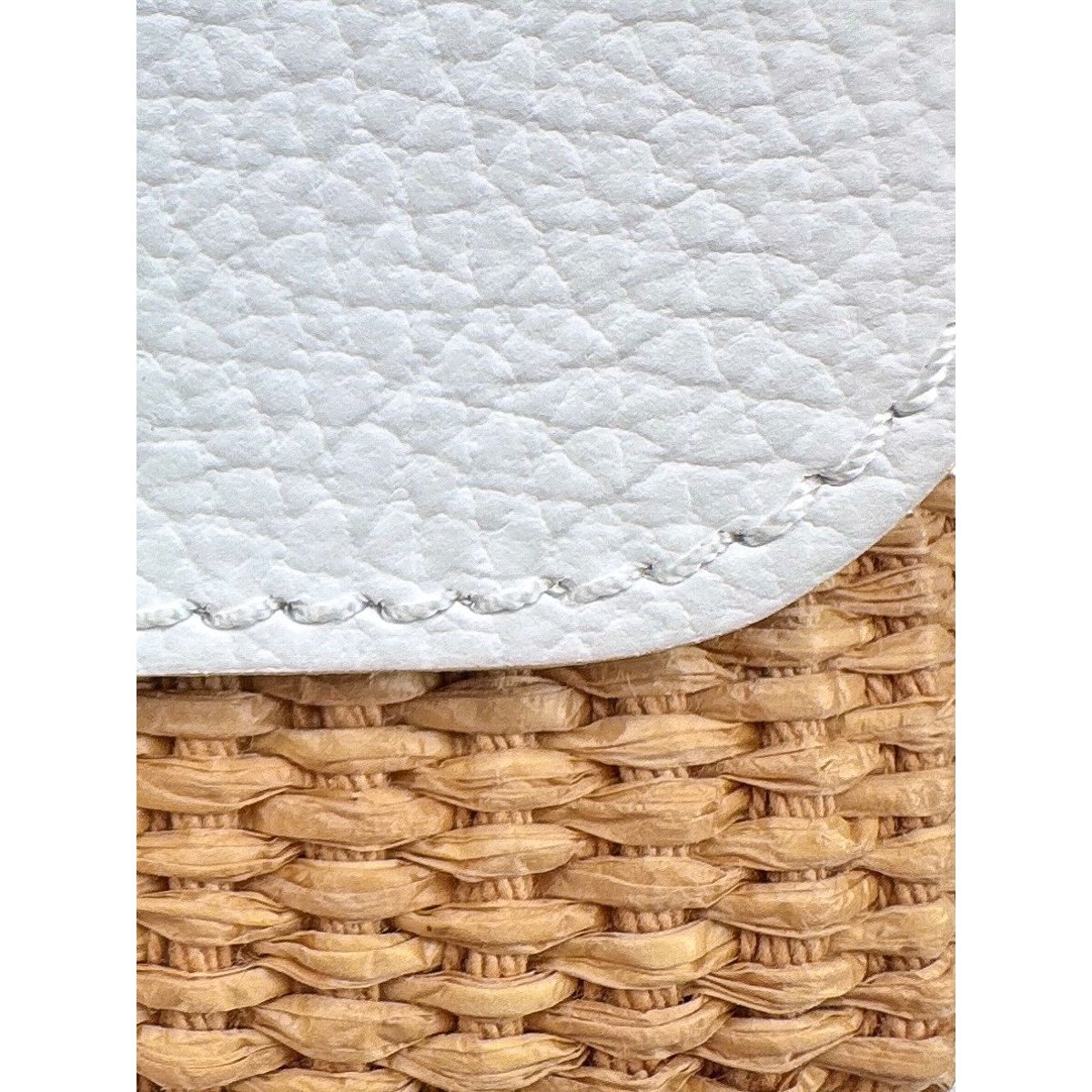 Mini sac en cuir grainé et Raphia BAHIA blanc, OH MY BAG