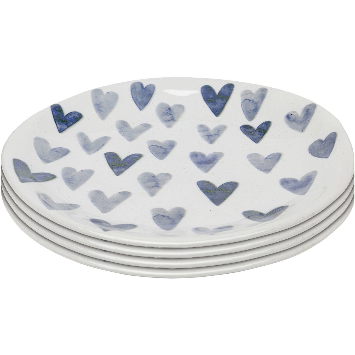 Lot de 4 assiettes plates, CUORI bleu, KARE DESIGN