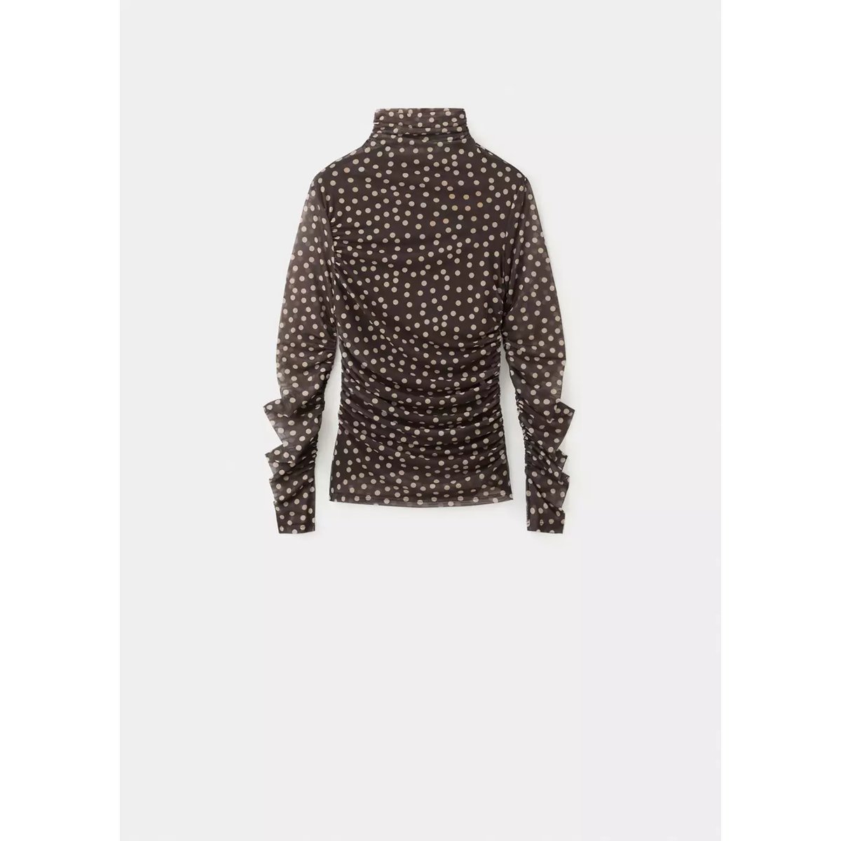 T-shirt froncé à pois marron, MANGO