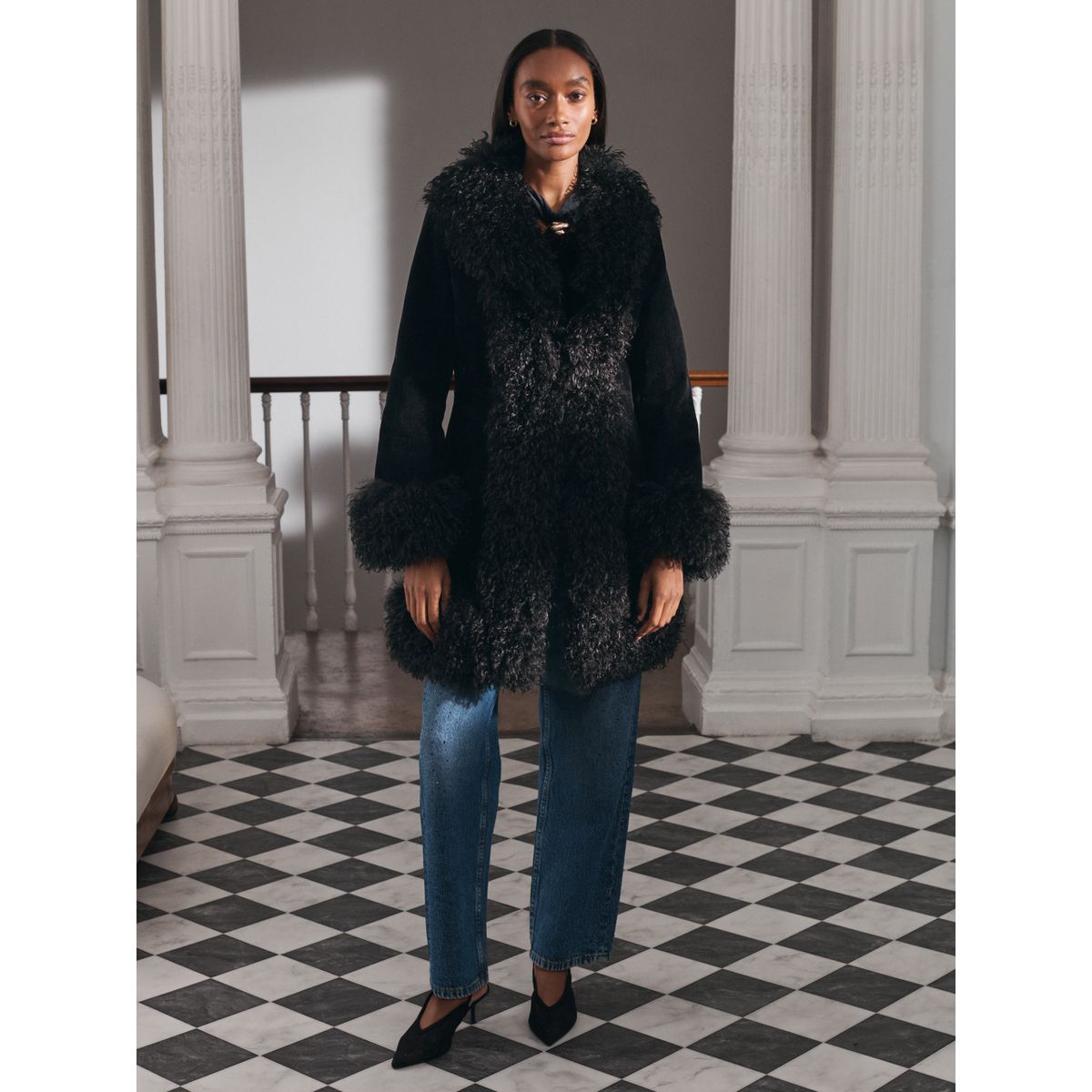 Veste doublée de imitation fourrure penny lane noir, NEXT