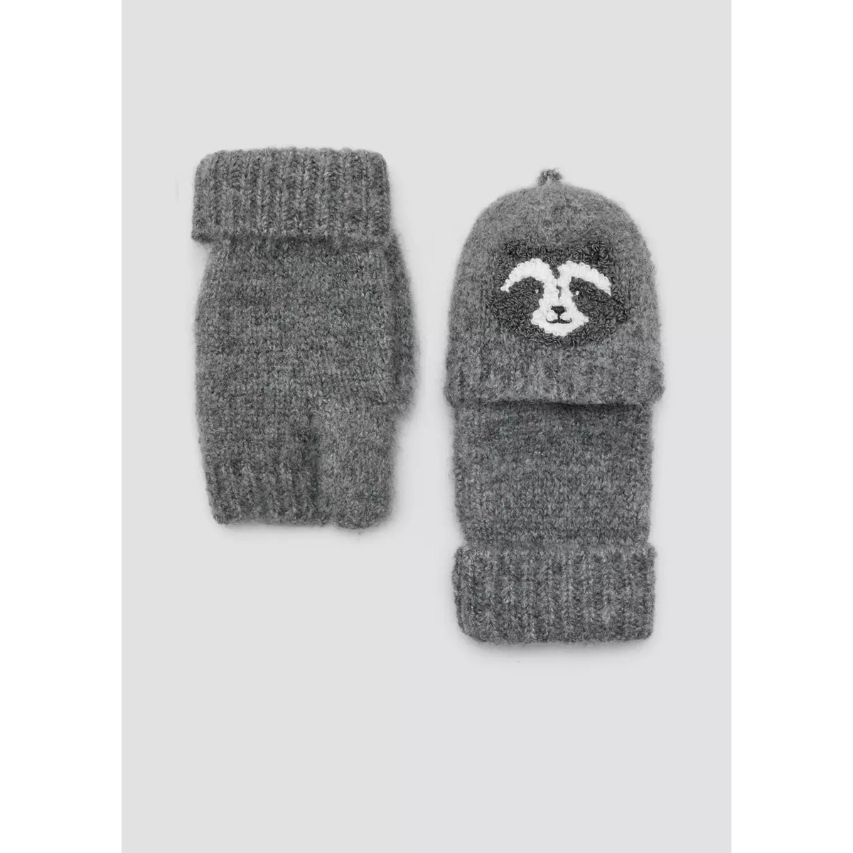 Gants en maille avec motif raton laveur gris, MANGO BABY