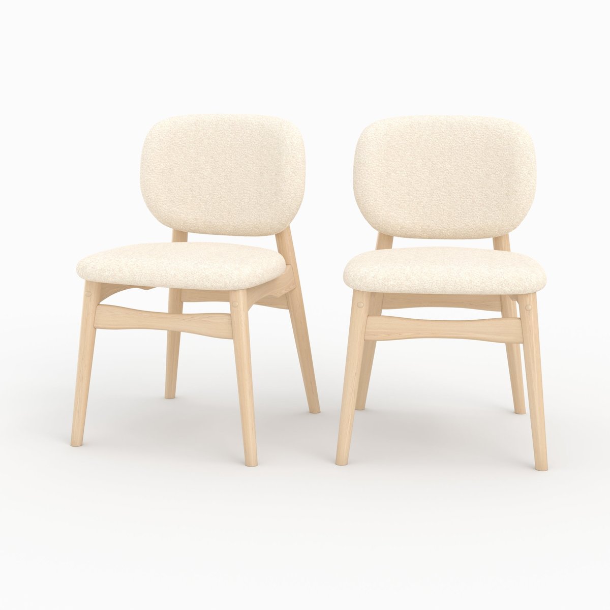 Lot de 2 chaises en tissu bouclé - PAULETTE beige, MAISON PAVANE