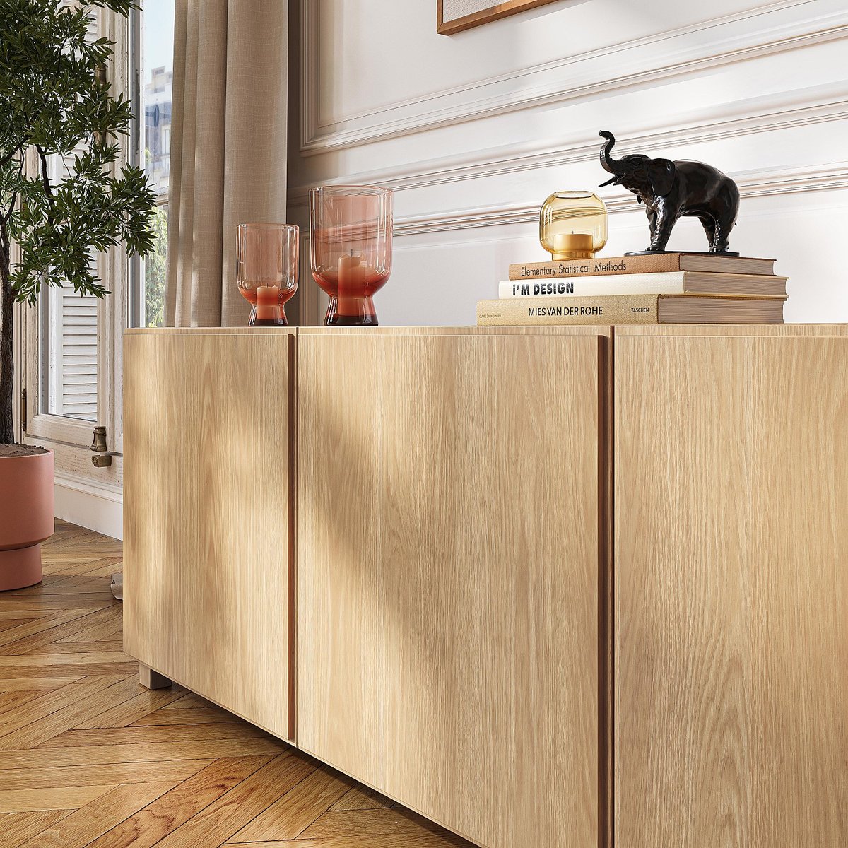Buffet bas 3 portes en chêne DRIO naturel clair, HABITAT