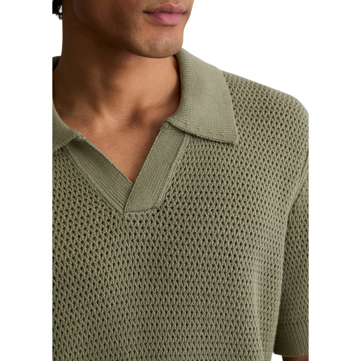Polo en tricot DfC relaxed avec une structure tricotée aérée vert, MARC O’POLO DENIM