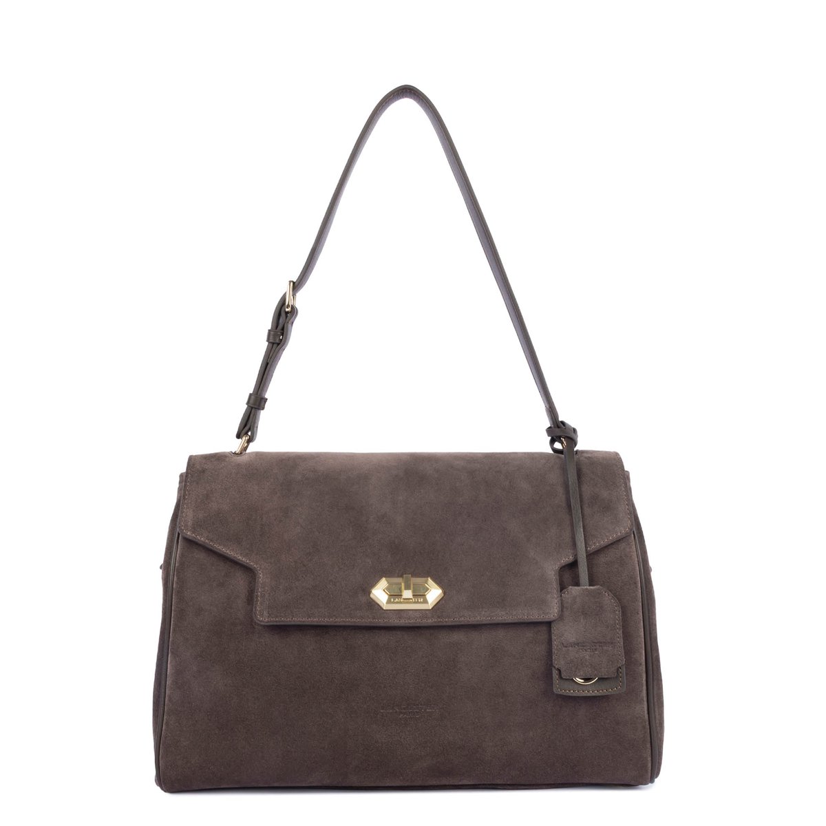 Grand sac cabas épaule SUÈDE GRACE marron, LANCASTER