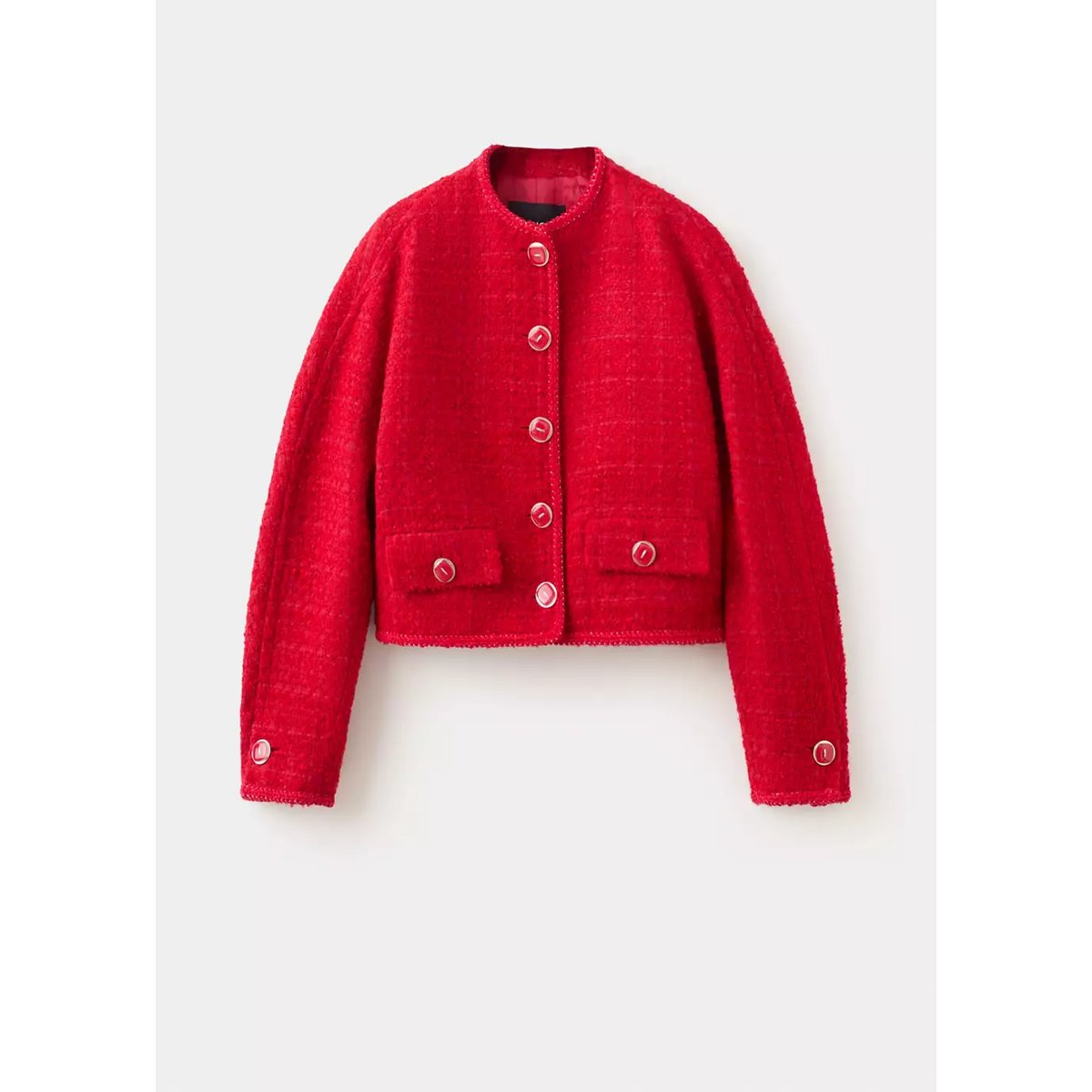 Veste tweed boutons bijoux rouge, MANGO
