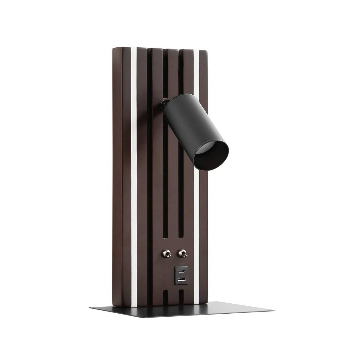 Applique en bois moderneLED, Tiron bois foncé, noir, LUCANDE