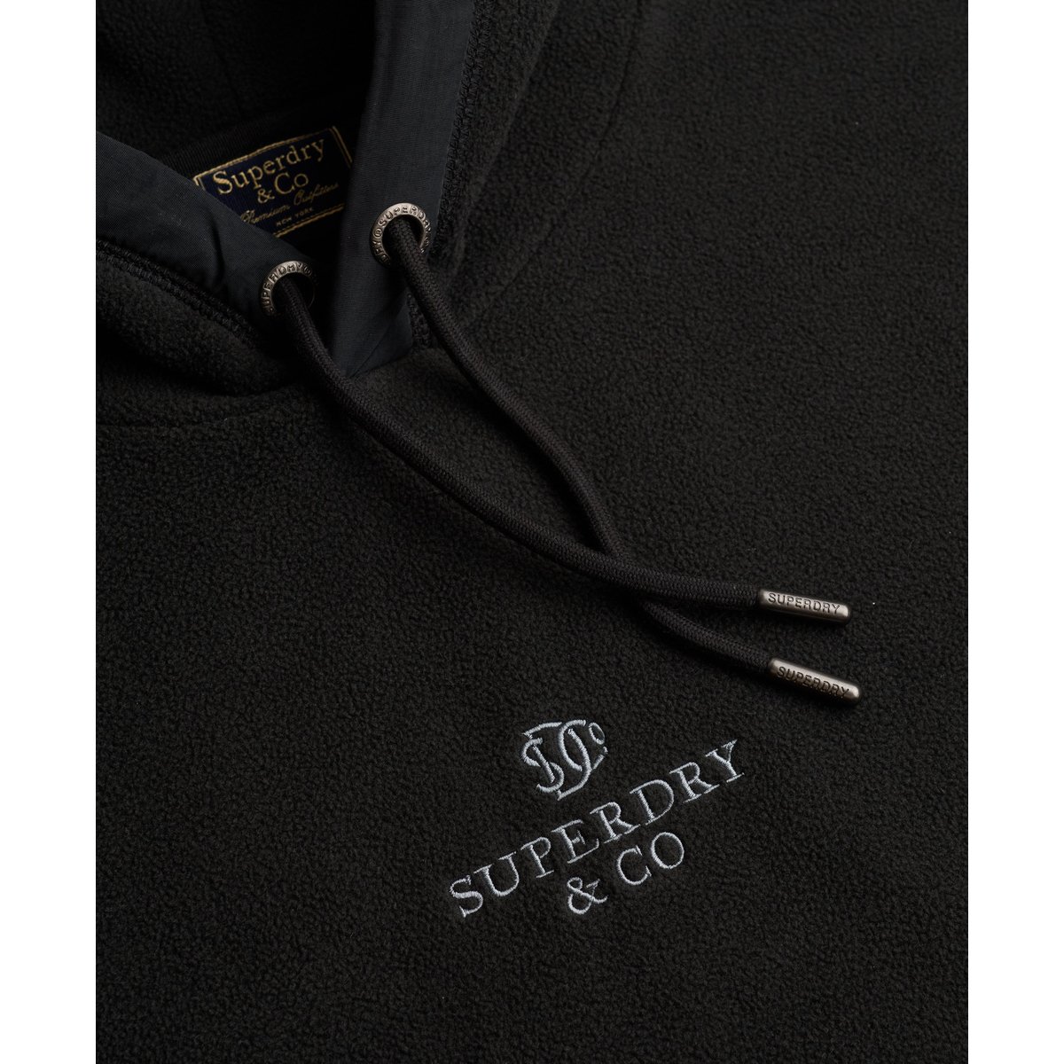 Sweat à capuche Micro Logo Fleece noir, SUPERDRY