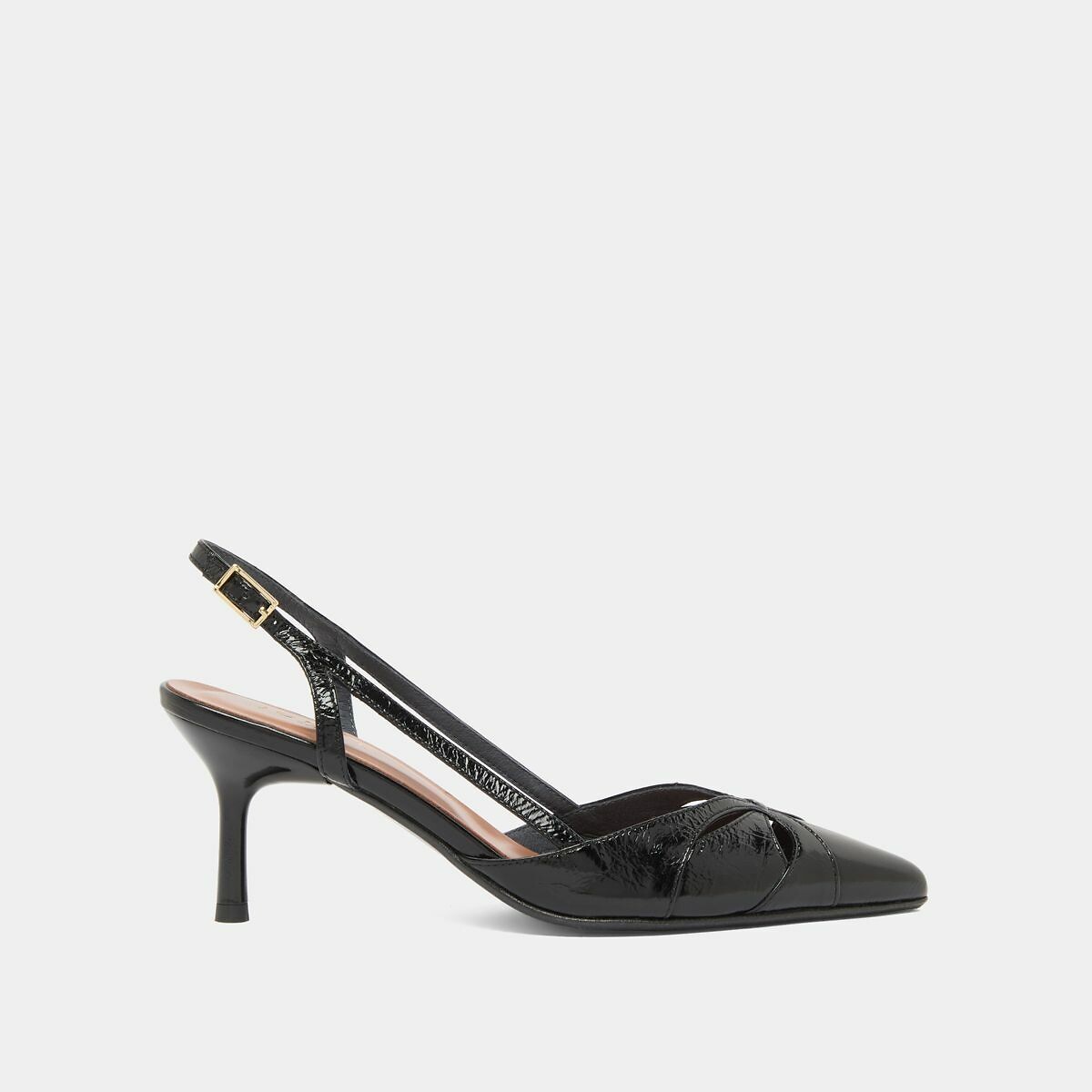 Damour Leather Slingback Heels black, JONAK