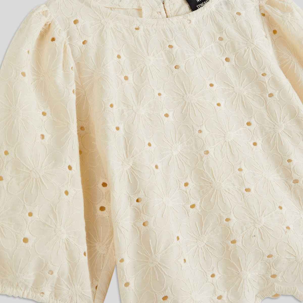 Blouse ajourée en coton ecru melange, MONOPRIX KIDS