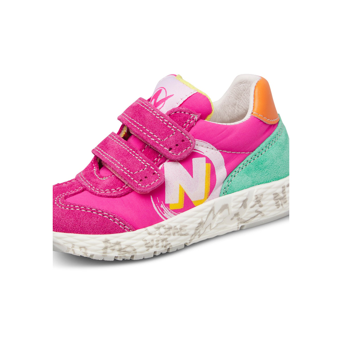 Sneakers en cuir et tissu JESKO 2 VL. fuchsia-blanc, NATURINO