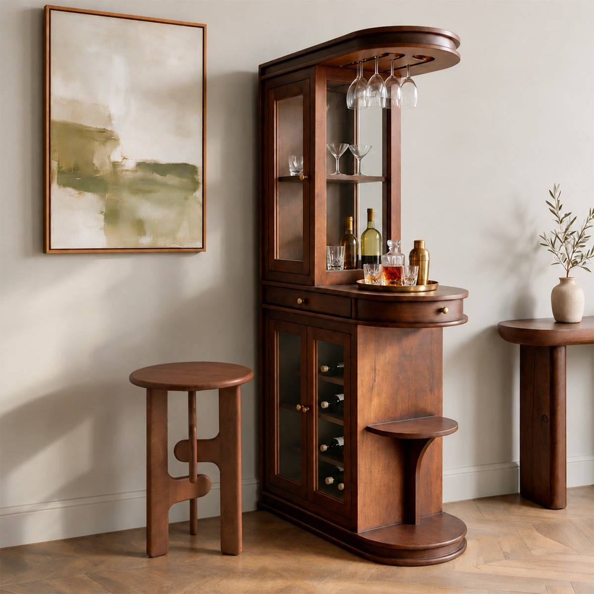 Meuble bar en bois de manguier NAREK bois foncé, MADE IN MEUBLES