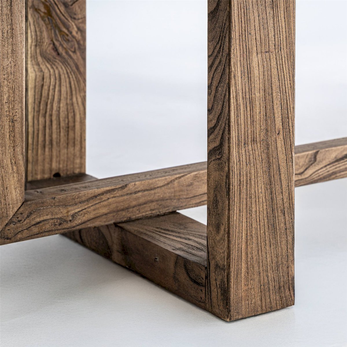 Table de salle à manger en bois et marbre marron bois d'orme marbré, RECOLLECTION