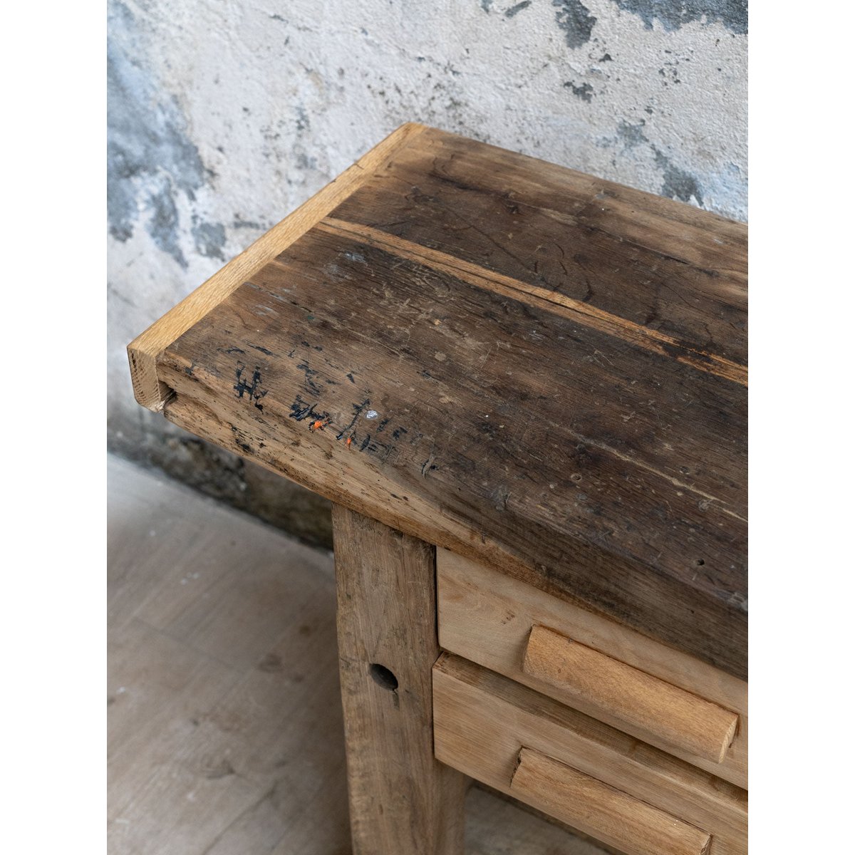 Petit établi en bois avec tiroirs Fernand N°461 - Bon état bois clair, DEBONGOUT