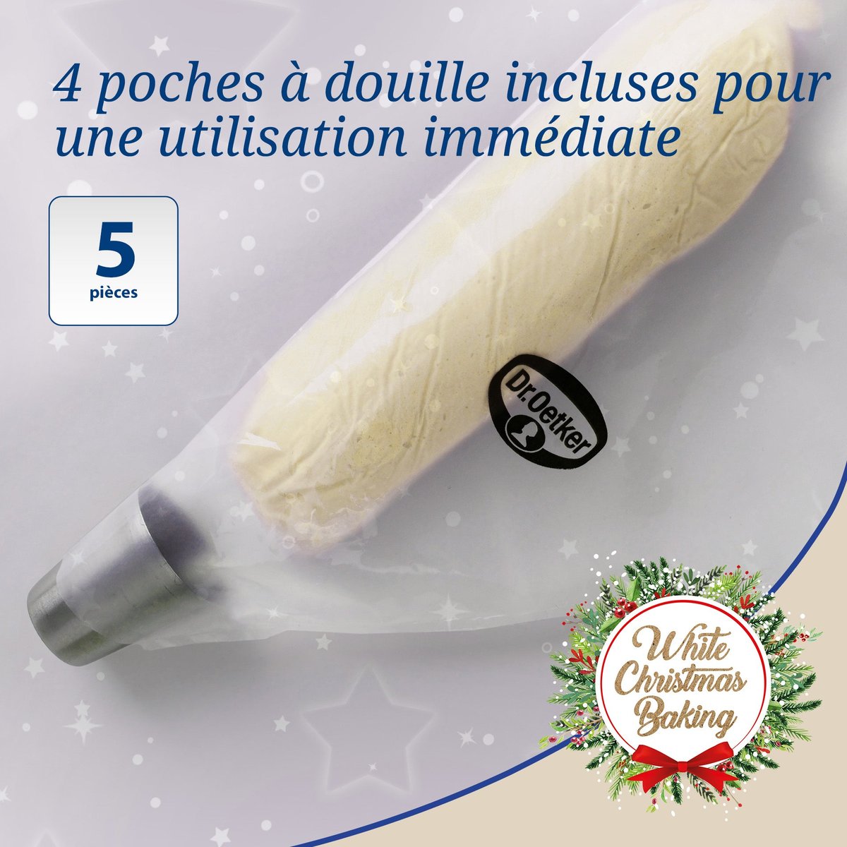 Set de 2 poches à douille en plastique BAKER EDITION inox|blanc, DR OETKER