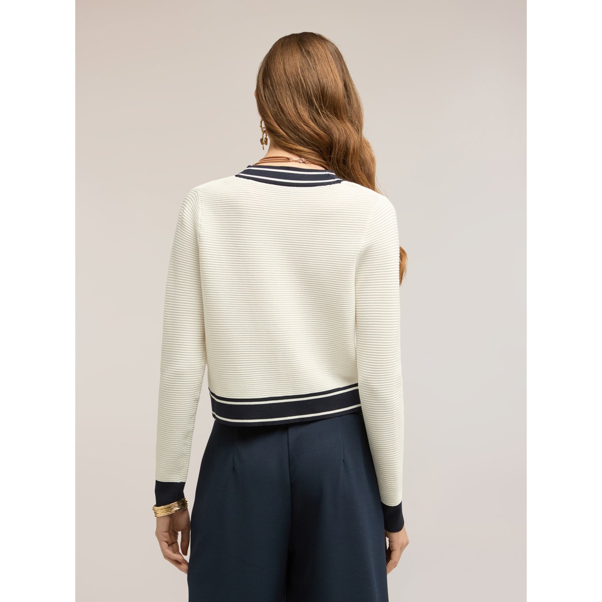 Cardigan avec bordures contrastées blanc, MOTIVI