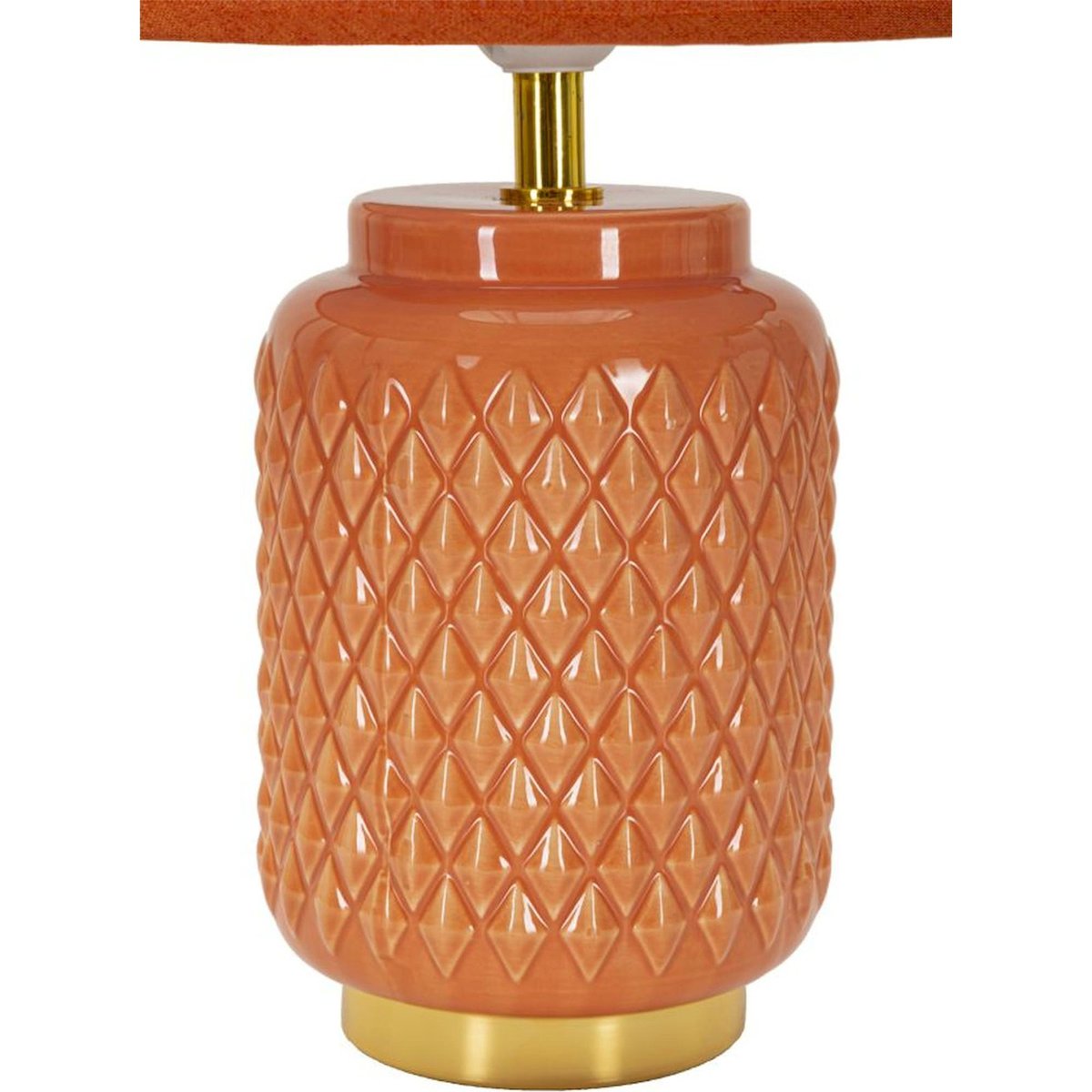 Lampe à poser céramique relief abat-jour lin orange, RECOLLECTION