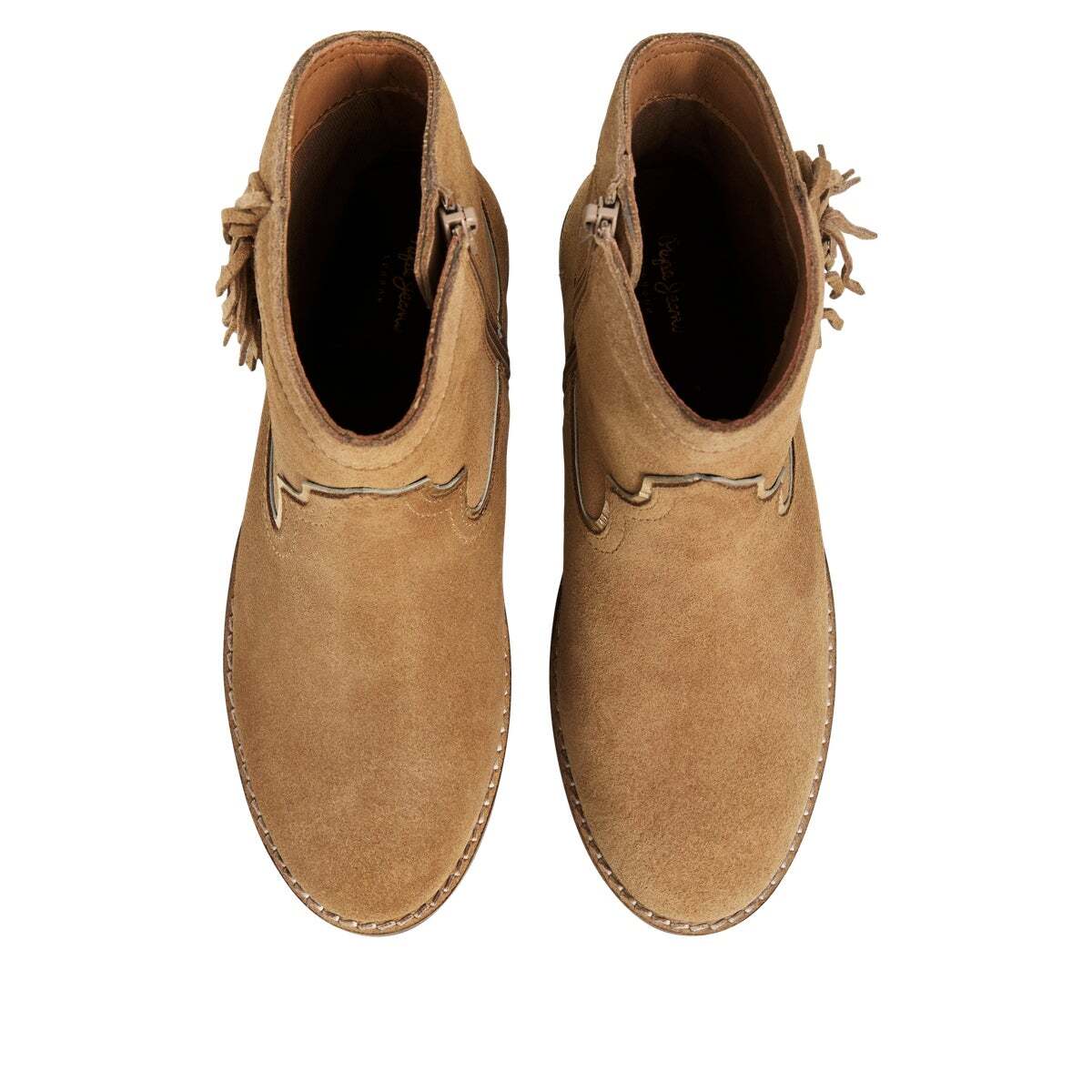 Bottes Cowboy En Daim brun cognac, PEPE JEANS