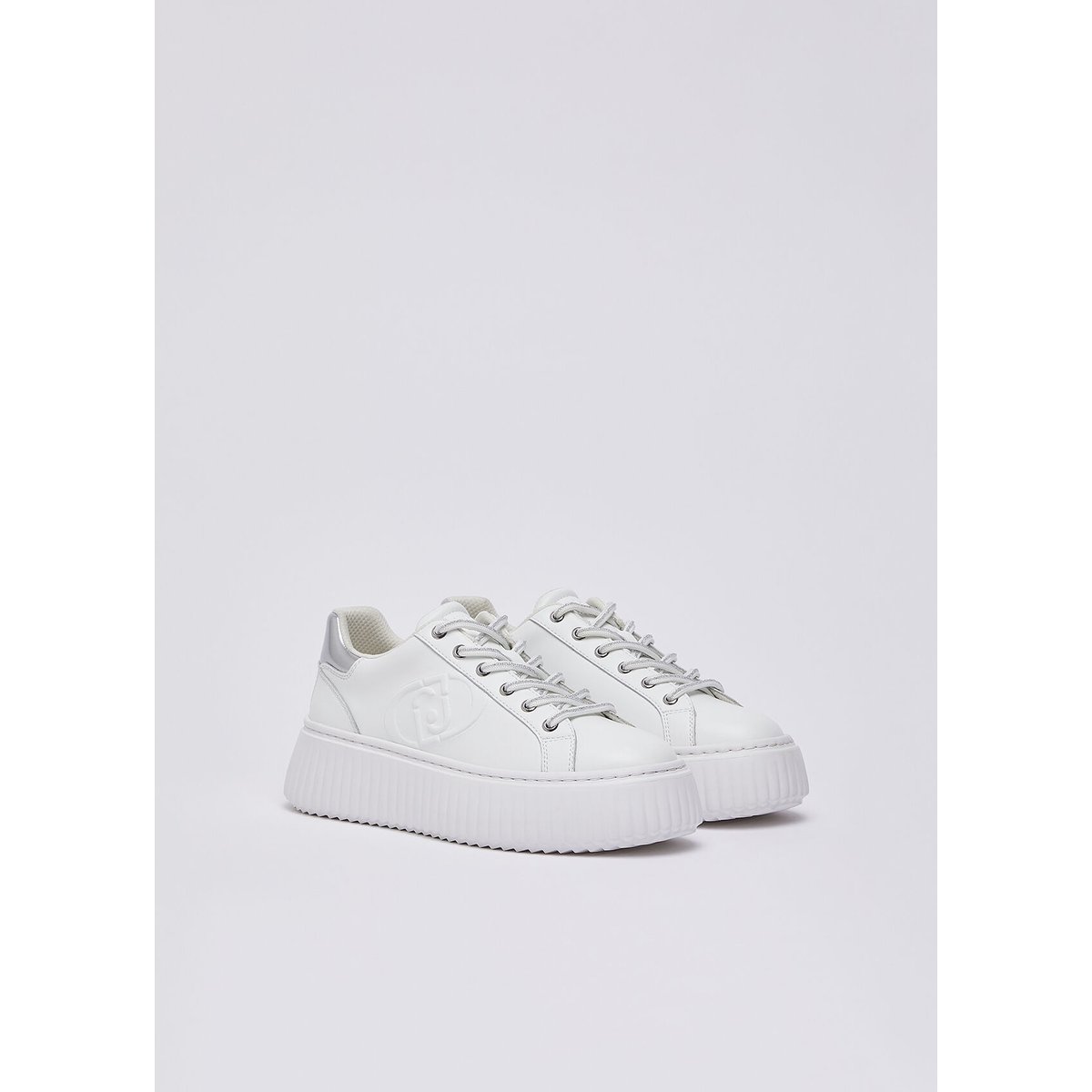Baskets à plateforme en cuir blanc, LIU JO