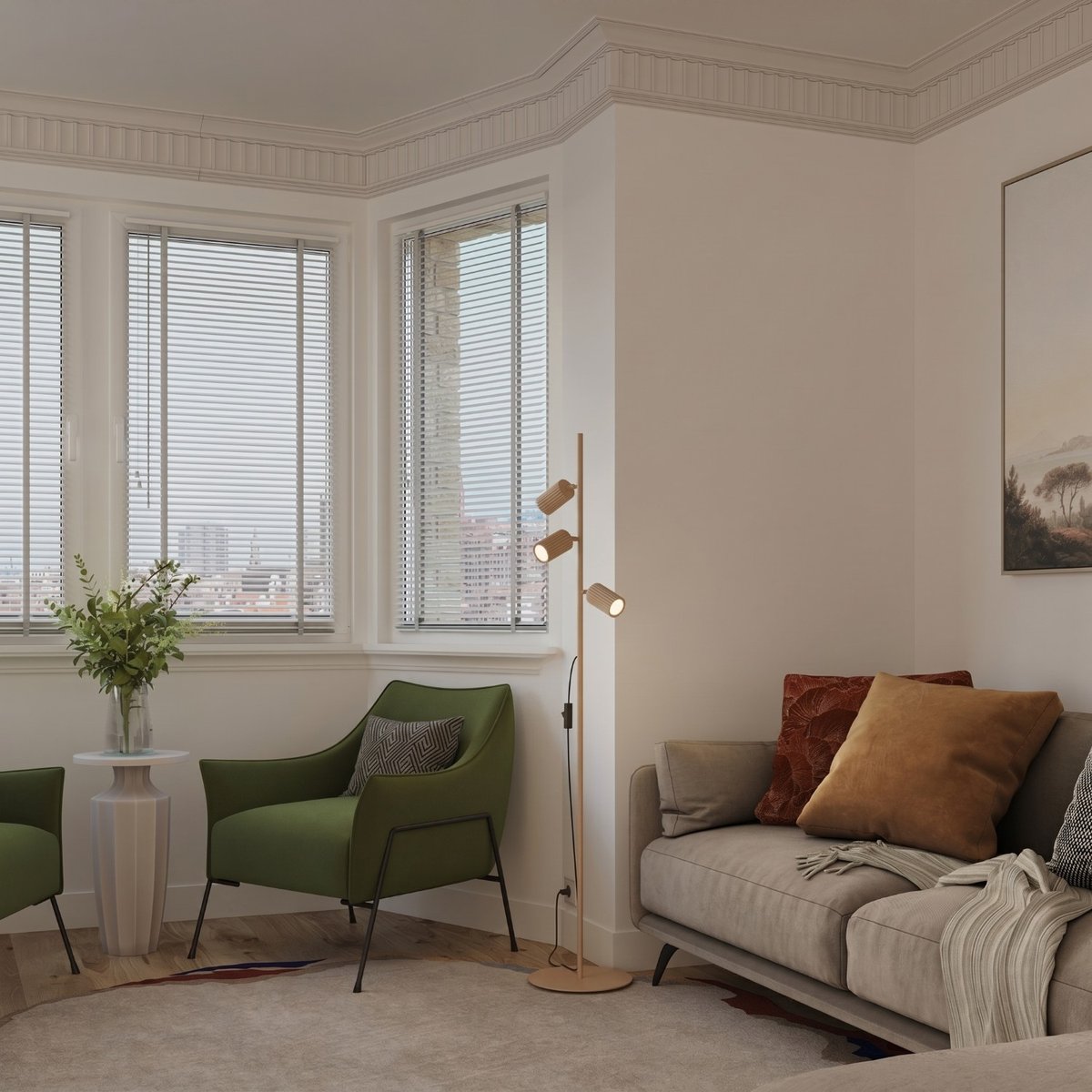 Lampadaire Aluminium Doré GU10 3 KARBON doré, EDEN