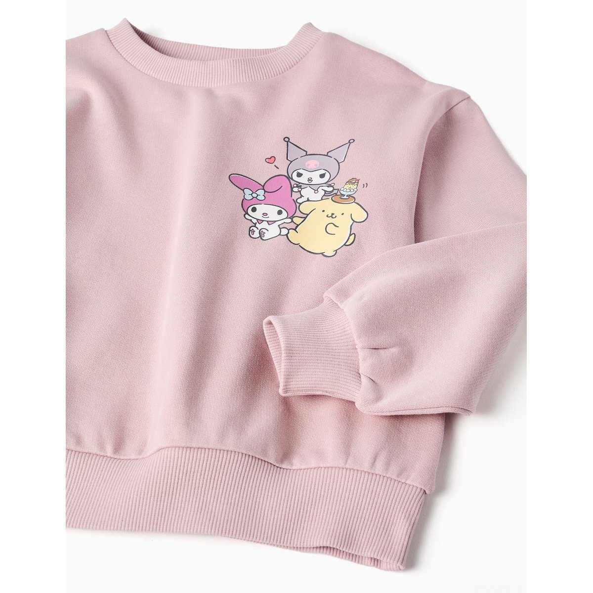 Sweat en coton avec imprimé Kuromi & Friends mauve clair, ZIPPY