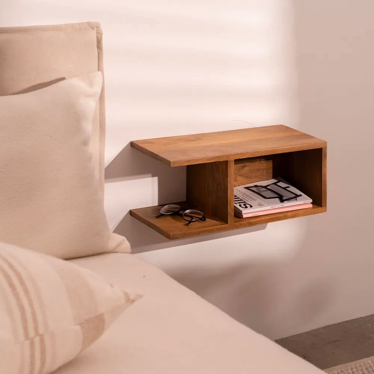 Table de chevet murale en bois de manguier 45x20x20cm bois, WADIGA