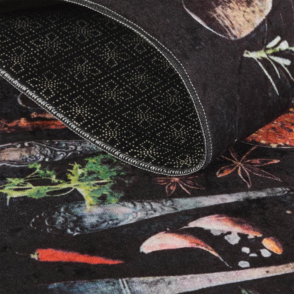 Tapis de cuisine lavable 30° LYN11 IMA noir, jaune, vert, UN AMOUR DE TAPIS