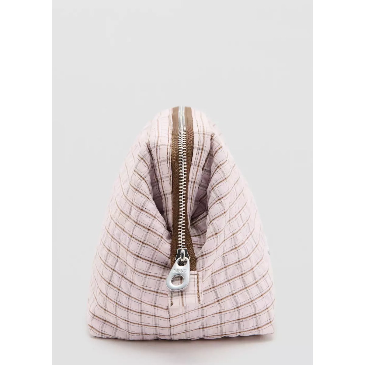 Trousse de toilette à carreaux en coton rose, MANGO